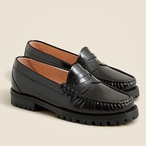 New J Crew Winona lug-sole penny loafers in spazzolato leather 7.5